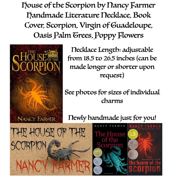House of the Scorpion by Nancy Farmer Handmade Literature Necklace, Book Cover - Picture 15 of 16